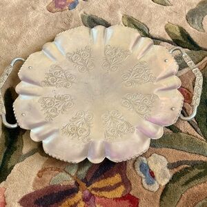Gorgeous collectible, large stamped aluminum tray with Handles 1940s